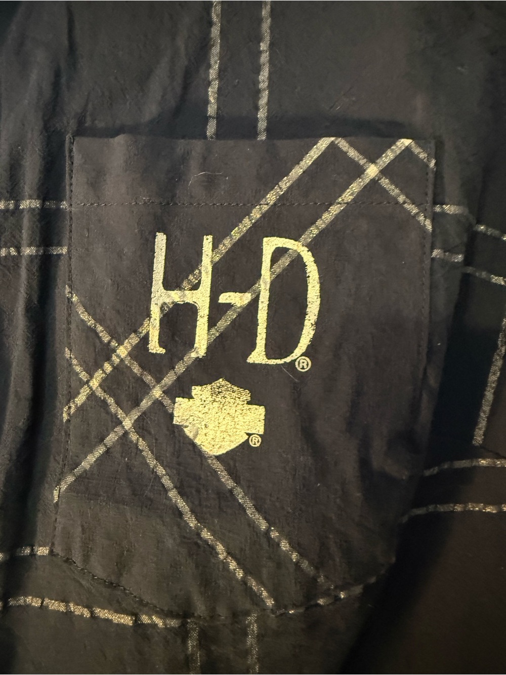 Harley Davidson Blue Plaid Button-Up Shirt with Back Graphic - Picture 5 of 9
